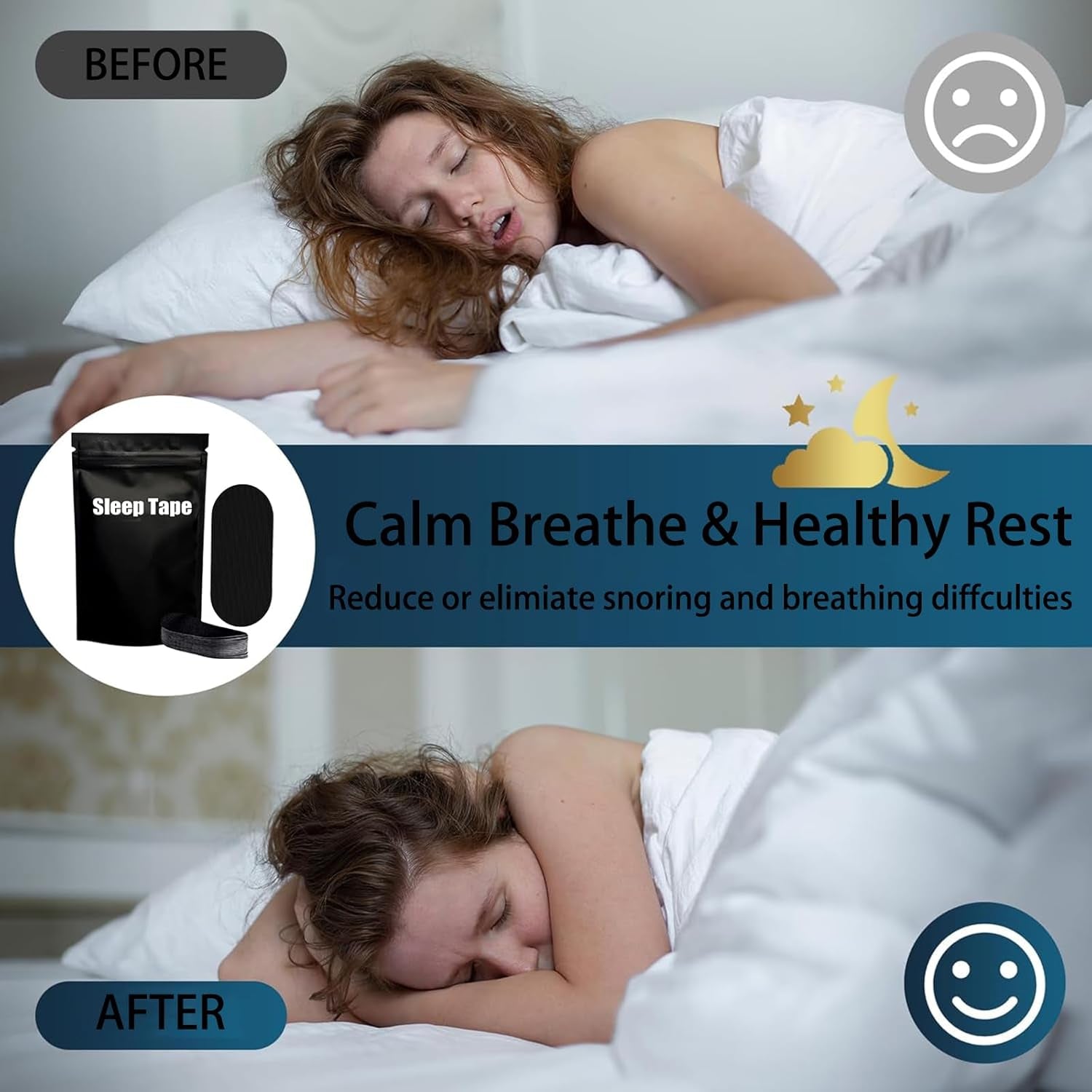 60 Pack Mouth Tape, Mouth Tape for Sleeping, anti Snoring Sleep Tape, Mouth Sleep Strips anti Snoring Devices for Better Nose Breathing Sleep, Snore Reducing Aids Black